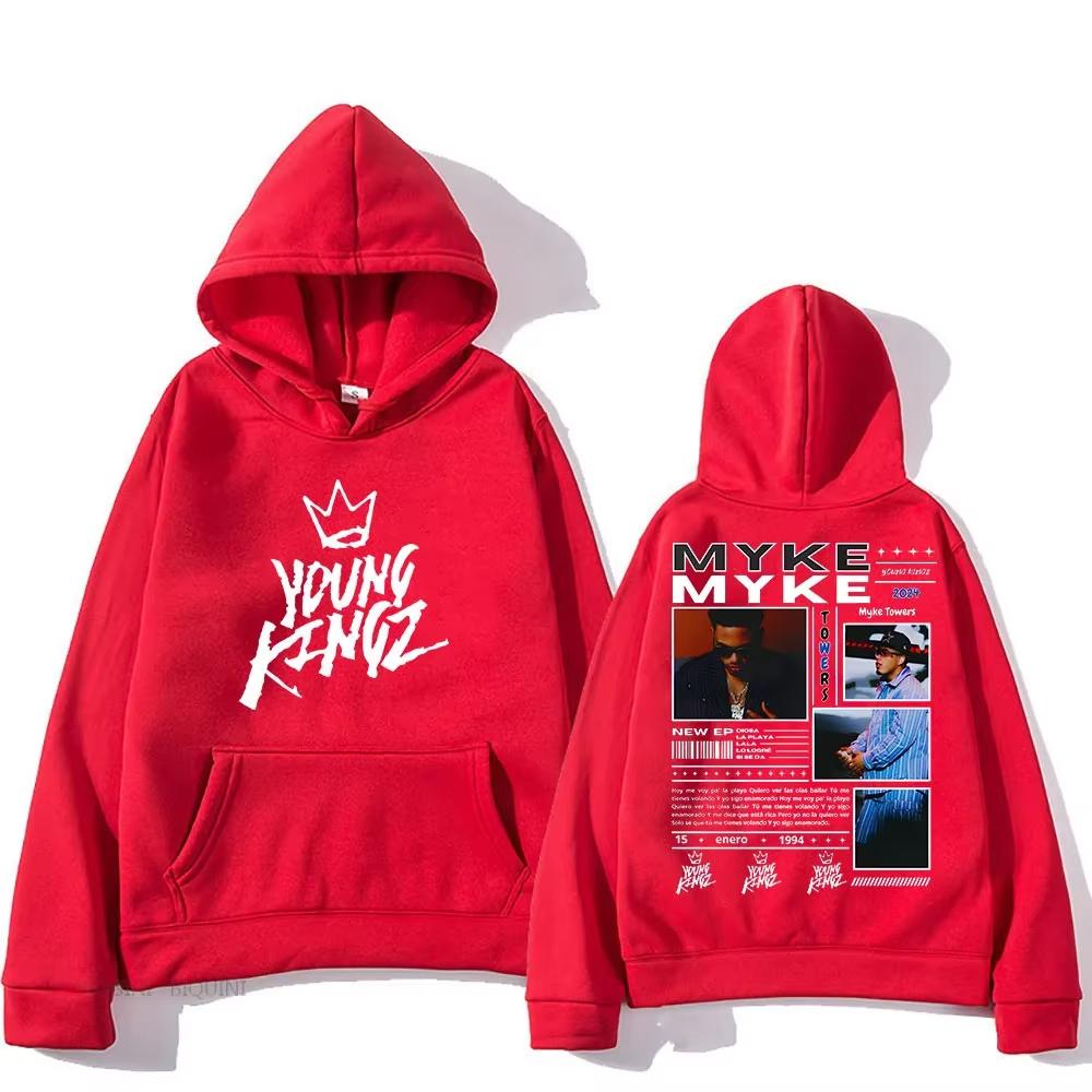 Rapero Myke Towers 2025 Tour Sudadera Informal Harajuku De Manga Larga Con Capucha Ropa De Lana Sudaderas Moda Sudadera Capucha