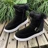 Large size snow boots new winter thickened solid color short boots plush edge flat boots