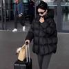 Womens Oversized Hooded Cotton Puffer Jacket In Gray Beige Black Yellow Lightweight Warm Mid-Length Coat Fall Winter