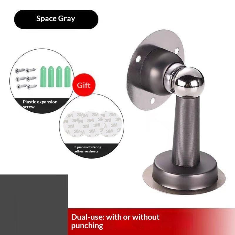 Stainless Steel Magnetic Door Stopper Drill & No Drill Installation Residue-free Adhesive Door Holder for Rental House