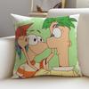 Creative PPhineas and FerbS Cushion Cover Breathable and skinfriendly linen pillowcase square removable and washable cushion