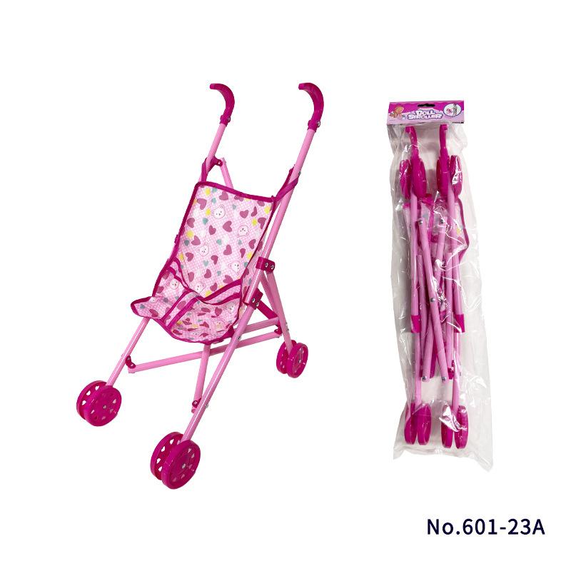 1Pcs Durable Interactive Dolls Pram Stable Baby Stroller With T-Shaped Belt Baby Doll Stroller Toy Pretend Play Doll Accessories