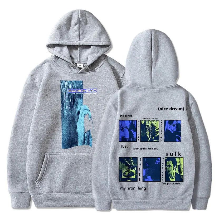Radiohead Vintage Print Hoodie Men's Gothic Clothes for Teens Hip Hop Rock Band The Bends Music Album Hooded Sweatshirts Unisex
