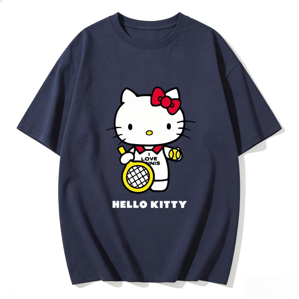 2026 Summer Hello Kitty Cartoon Printed Short Sleeve Pure Cotton Tshirt Womens Tees Parentchild Outfit Classic Fashion Tops