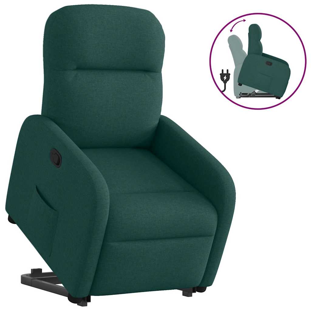 Recliner Chair with Rising Function Dark Green Fabric