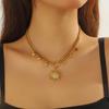 Stainless Steel Multilayer Sun Star Cross Pendant Necklace Women Neck Chain Jewelry Gift