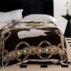 Horse Chain Knitted Blanket Brown Bedspread Modern Orange Decorative For Sofa Throw Warm Living Room Bedding Home Decorations