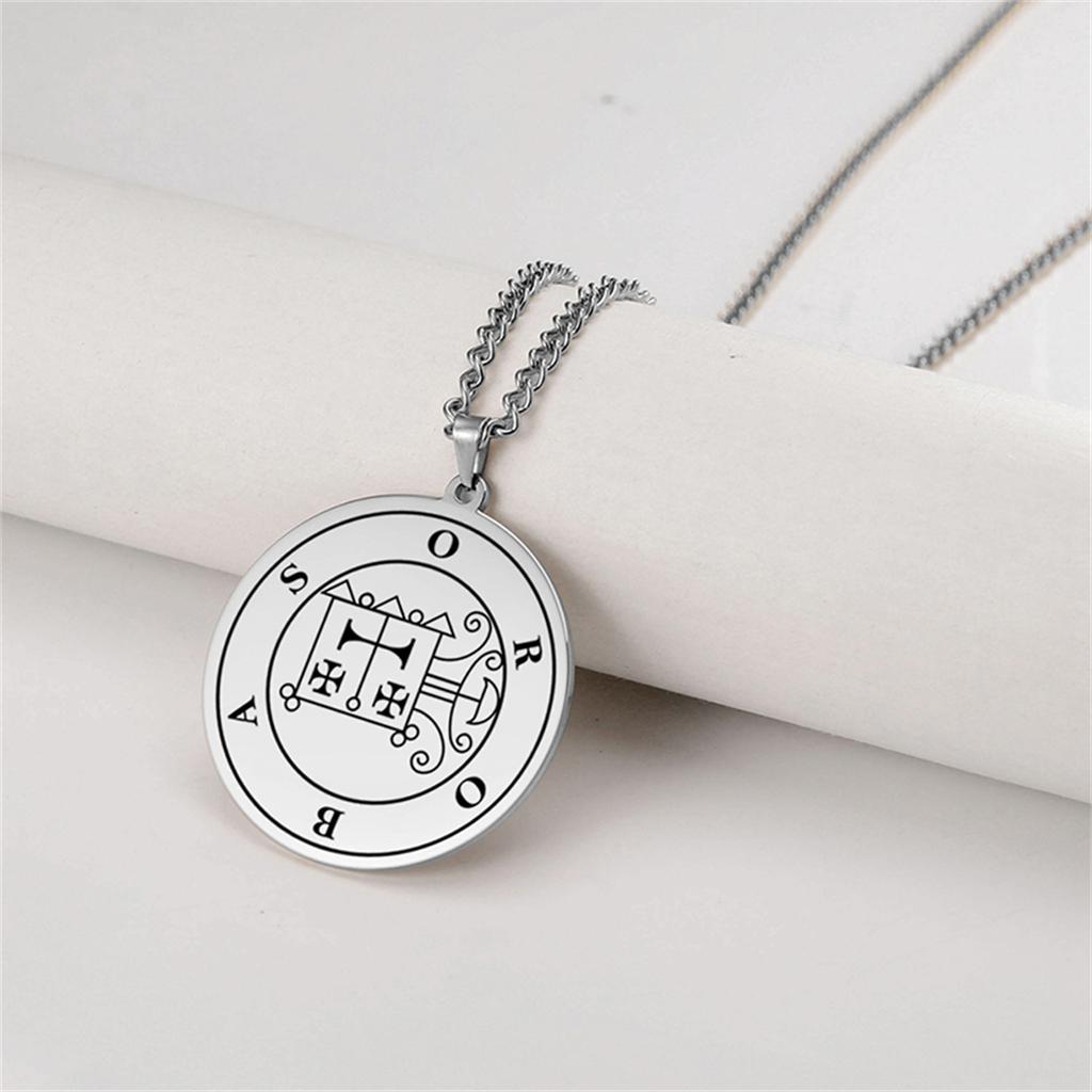 EUEAVAN Vintage Solomon Seal Pendant Necklaces Stainless Steel Silver Color King Asmoday Demon Sigil Amulet Jewelry Gifts