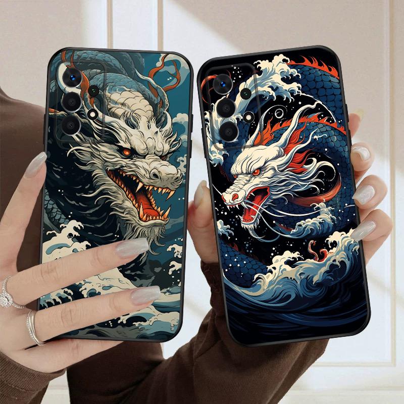 Sea White Dragon For Samsung A03 Core A 04 05 06 12 14 15 16 22 23 Galaxy A25 26 4G 34 35 52 53 56 71 73 90 5G Soft Phone Case