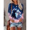 Women's Sleeves Stitching Fox Print Round Neck Long Sleeve Party Autumn Casual Pullover 3d Printing Casual Fashion Tops