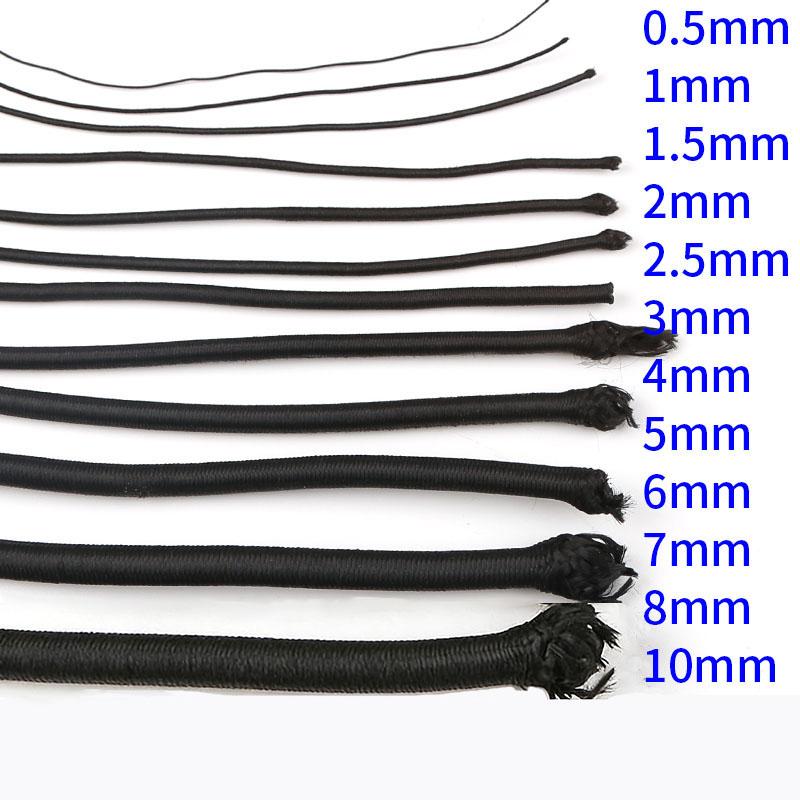 0.5/0.8/1/1.5/2/2.5/3.5/4/5/6/8/10mm Strong Elastic Rope White/Black High-Quality Elastic Rope Rubber for DIY Handmade Craft