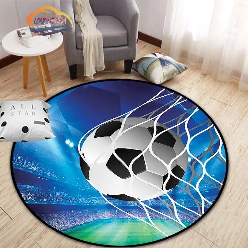 Εικόνες ποδοσφαίρου χαλί κινουμένων σχεδίων ποδοσφαίρου διακόσμηση σαλονιού στρογγυλή καρέκλα κρεβατιού χαλάκι σπίτι πόρτα εισόδου παιδιά