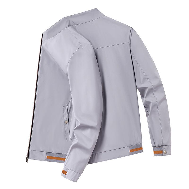 Men's Casual Stand-up Collar Jacket - Spring/Autumn, Solid Color, Trendy Dad Style, Plus Size Available