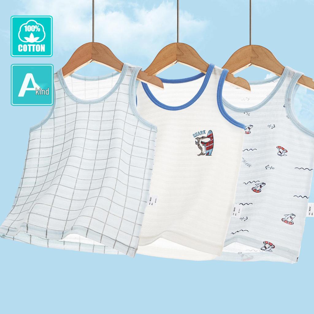 3-Piece Breathable Cotton Vest Set for Boys and Girls - Summer Style