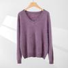 Women's Cashmere V-Neck Pullover, Loose Brushed Knit, Autumn/Winter 2025, All-Color Base Layer Sweater