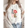 Love Graphic Print White T Shirt With Lip And Leopard Pattern For Casual Wear