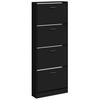 Shoe Cabinet Black 59 X 17 X 150 Cm Engineered Wood