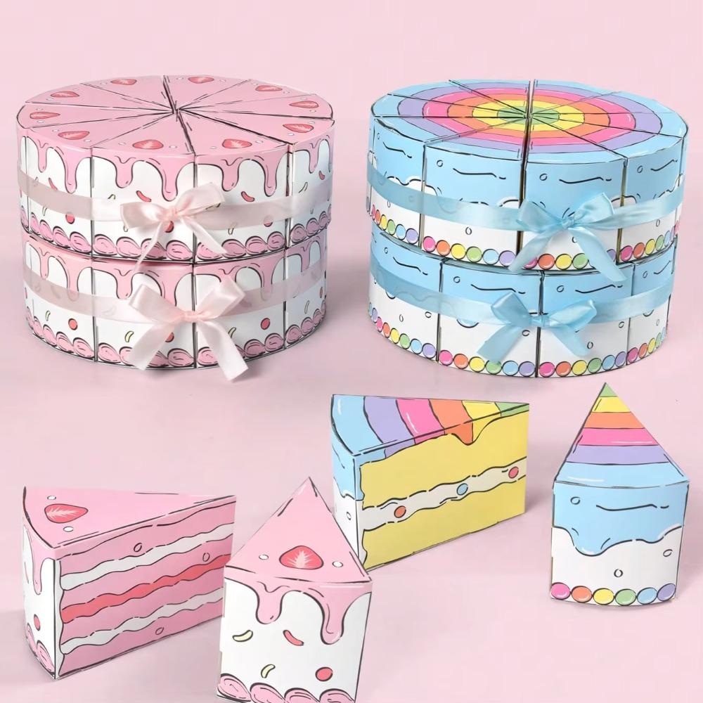 10 UNIDADES Caja de Regalo Triangular de Papel con Forma de Pastel DIY Combinación Caja de Regalo para Fiesta de Cumpleaños Caja de Embalaje de Regalo para Fiesta de Dibujos Animados Postre