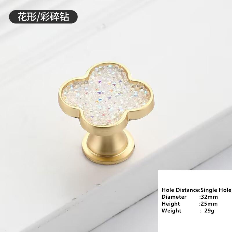 Handles Drawer Cabinet Furniture Kitchen Handles for Cabinet Knob Door Drawer Furniture Kitchen Knob Four-Leaf Clover Diamond