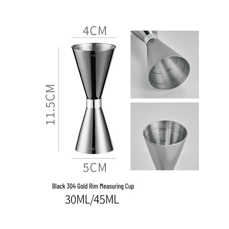 Double-Headed Stainless Steel 304 Gold Ring Jigger with Scaled Measuring Cup for Cocktails