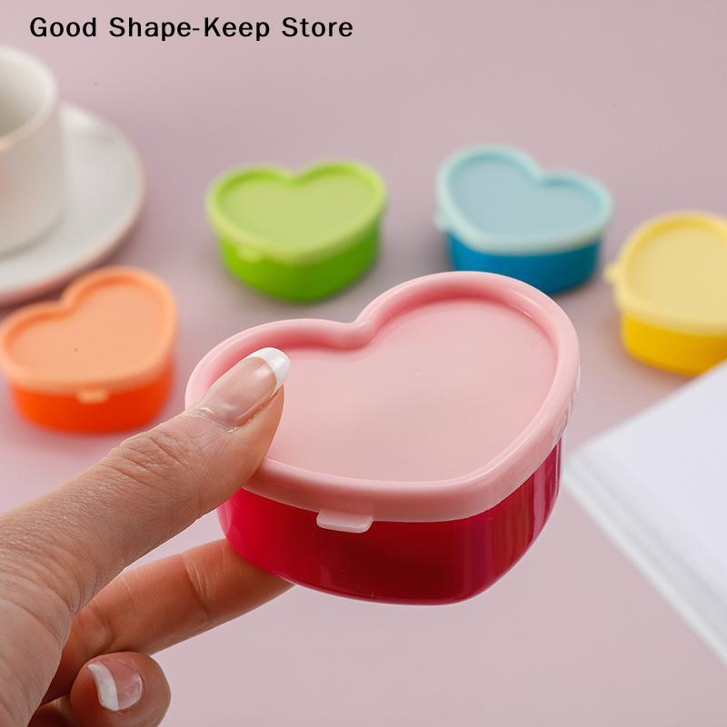 5Pcs Mini Flower/Heart/Square Shape Lunch Box Ketchup Salad Dressing Condiment Portable Plastic Condiment Bottle Food Container