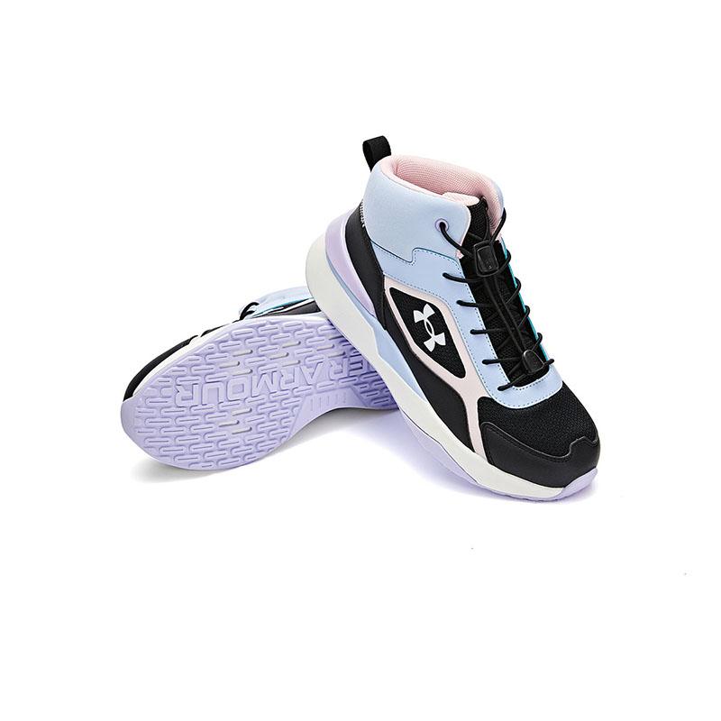 Under Armour Kids Lifestyle Series Fashion High-Top Casual Shoes Kids Sneakers Black Blue 2441304
