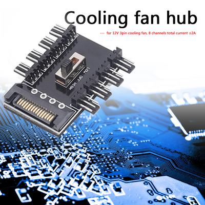 Multi Way Splitter Cooler Cooling Fan Hub PC SATA 1 To 8 3Pin / 4Pin 12V Power Socket PCB Adapter Speed Controller for Computer