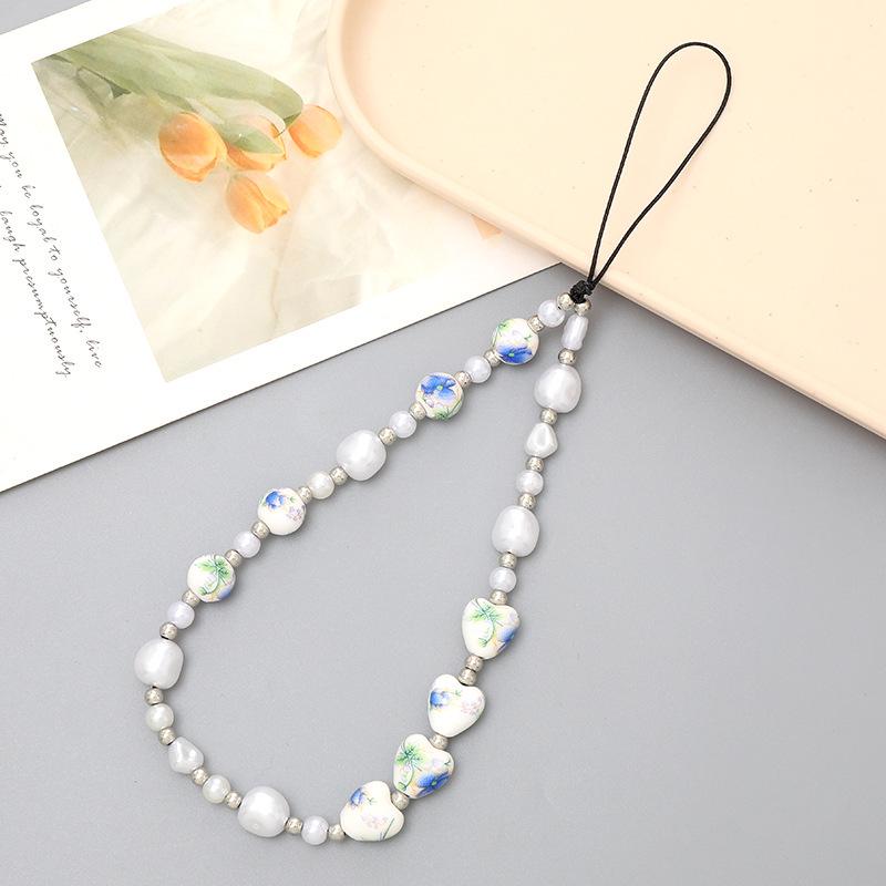New Floral Fragrance Style Phone Chain with Beaded Pendant and Anti-Drop Lanyard for Women