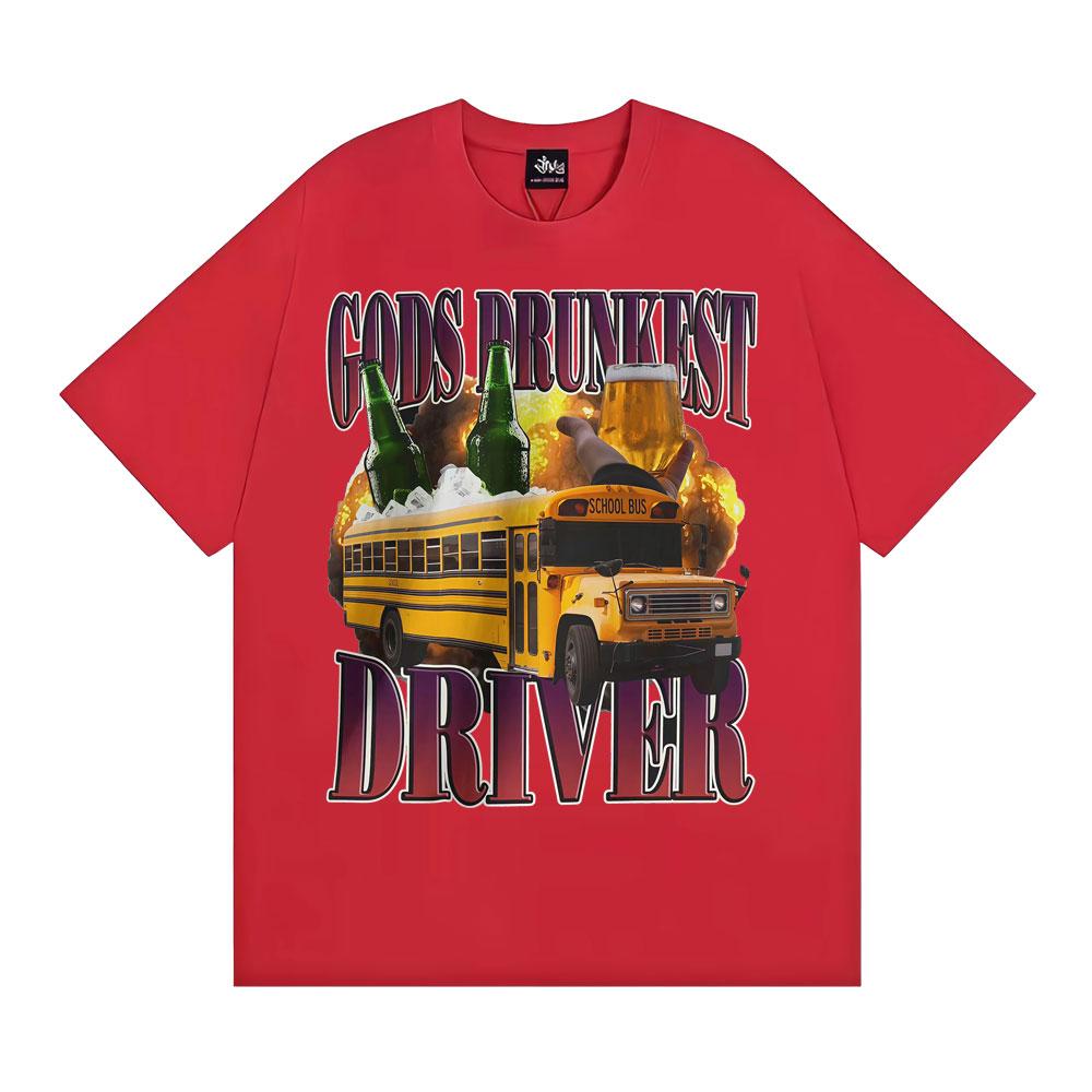 Funny Gods Drunkest Driver Humor Tshirts Drinking and Driving Instagram Meme T Shirts Men Casual Cotton Oversized T Shirt