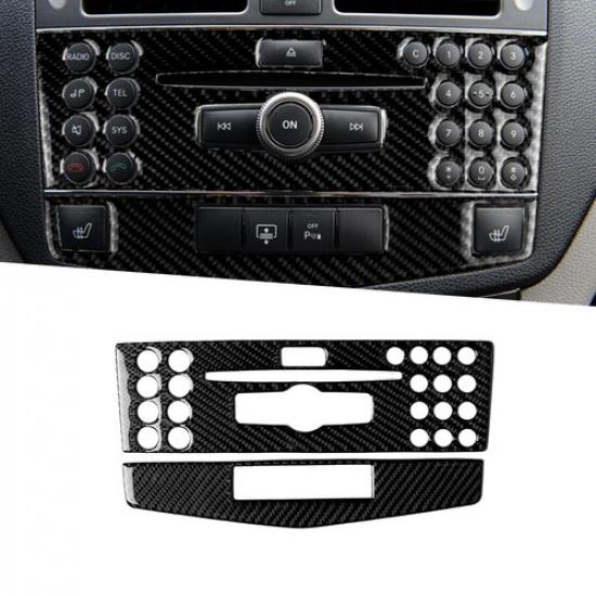 Auto Carbon Fiber Center Console CD Panel Trim Type C For Benz C Class W204