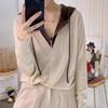 2024 Chic Layered Hooded Knitwear: Women's Two-Piece Color Block Sweater