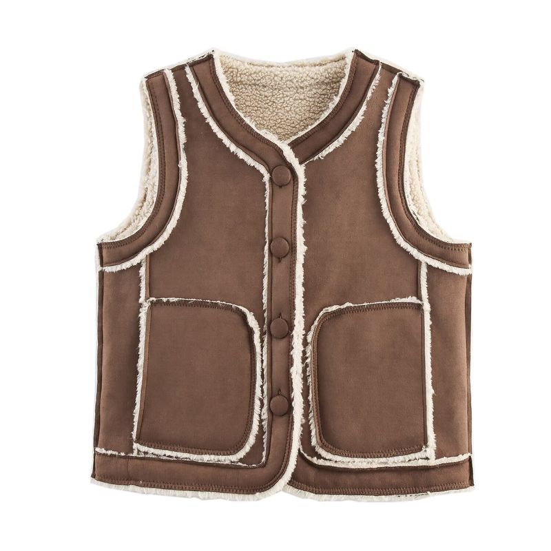 Zbzr Autumn New Women Clothes European and American Fan Car Suede Fur Fur Button Vest Vest