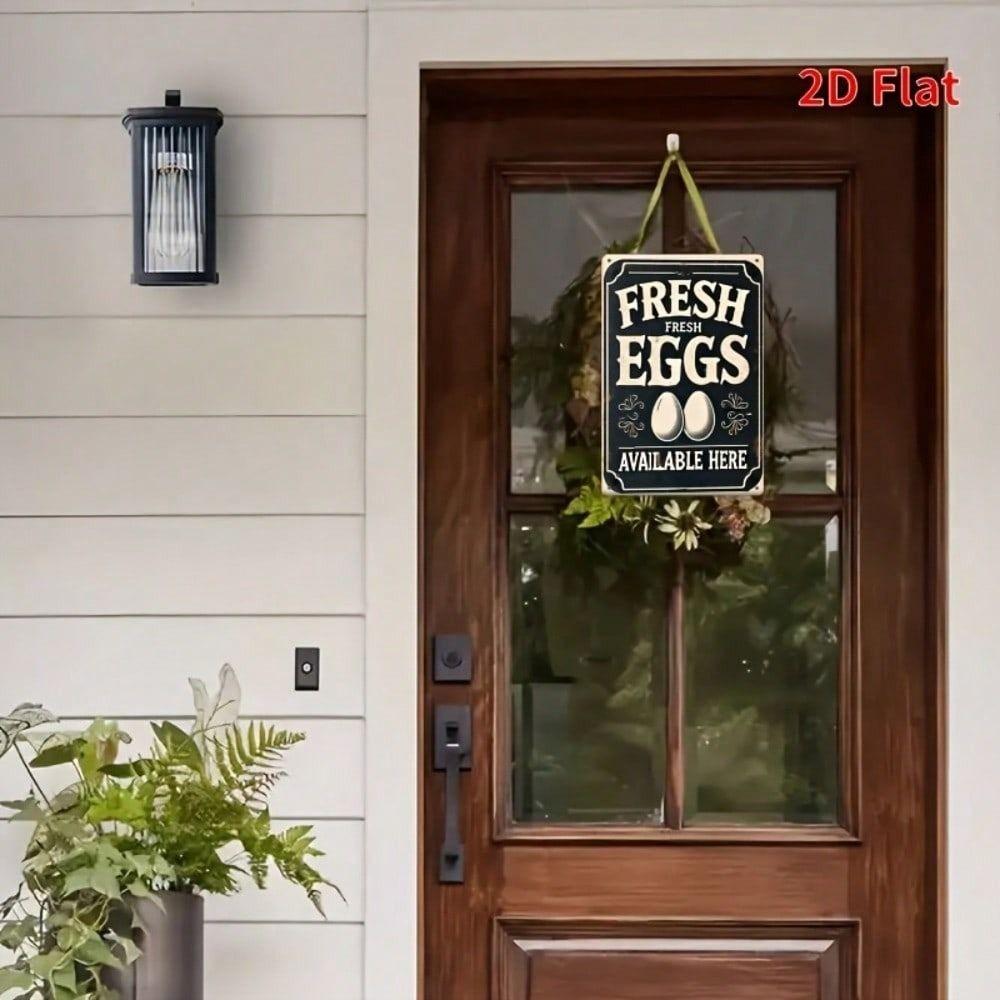 Metal Wall Art Sign Fresh Eggs Available Here Vintage Tin Poster for Cafe Bar Decor