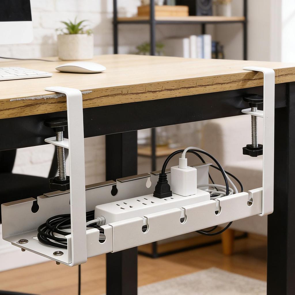 No Drilling Under Desk Rack Wire Management Tray Retractable Cable Organizers Home Office PC Router Data Wire Metal Storage Rack