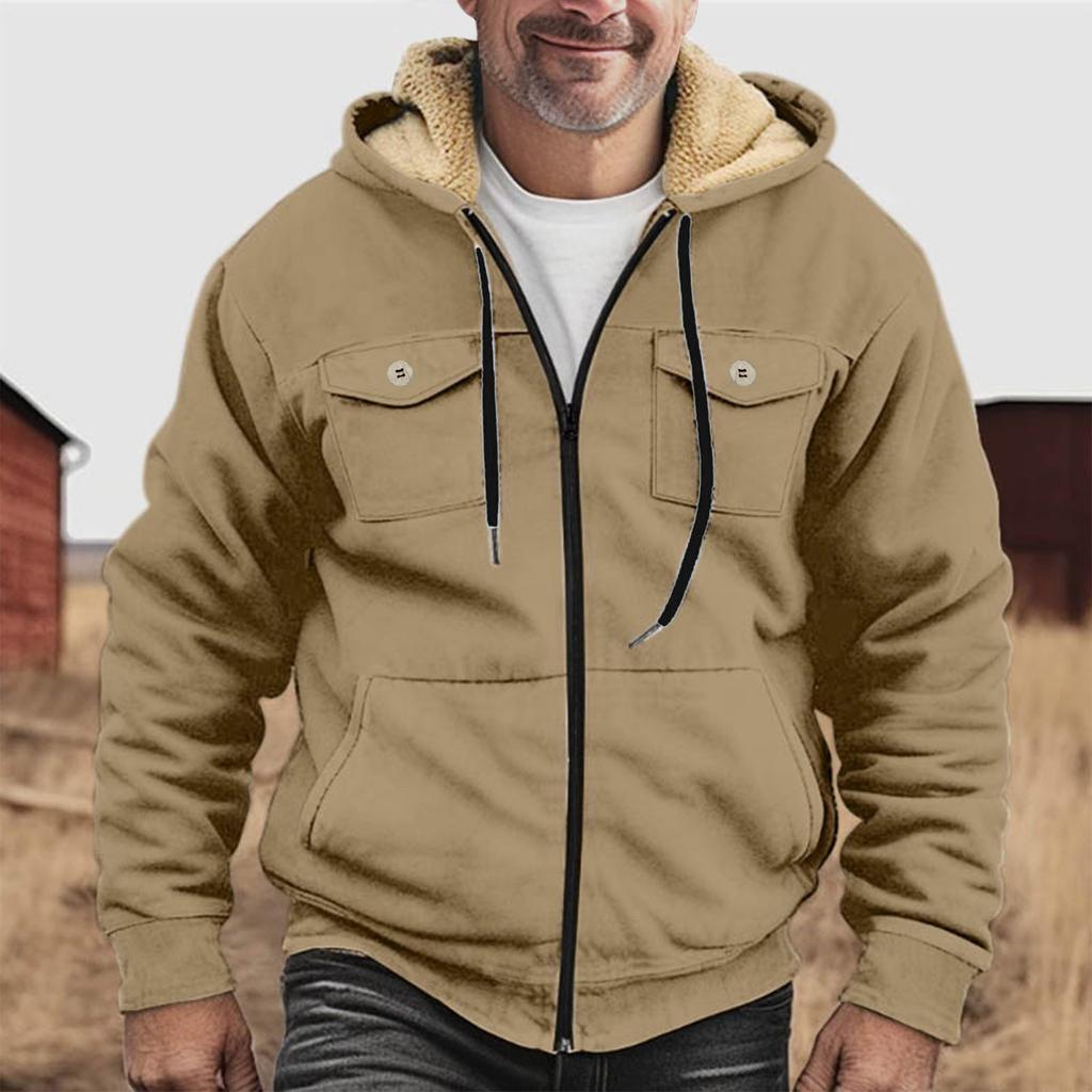 Men's Thickened Button Double Pocket Jacket With Pocket Insert Cotton Jacket