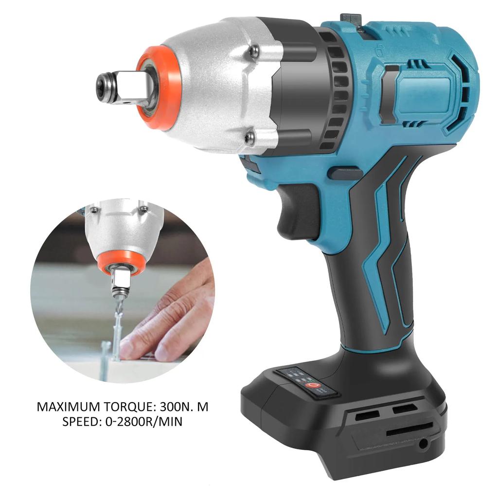 Electric Impact Wrench 2800r/min High-Torque Electric Impact Drill 1/4" 1/2" Double Chuck Cordless Powerful Tool Woodworking