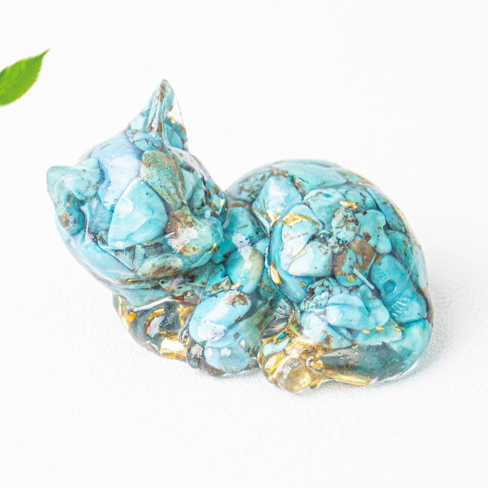Resin Art Cat Figurine With Crystals For Home Office Decor Gift For Friends And Family