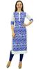 Phagun Women's Designer Straight Black Kurta 3 4 Sleeve Printed Casual