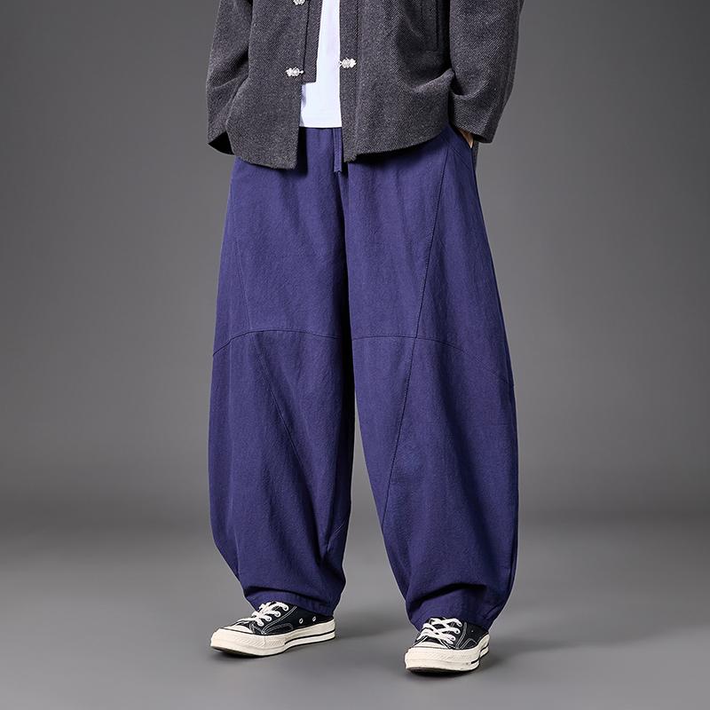 2025 Autumn Men Straight Casual Pants Men Linen Harlan Loose Wide Leg Cotton Trousers Male Casual Wear Pants