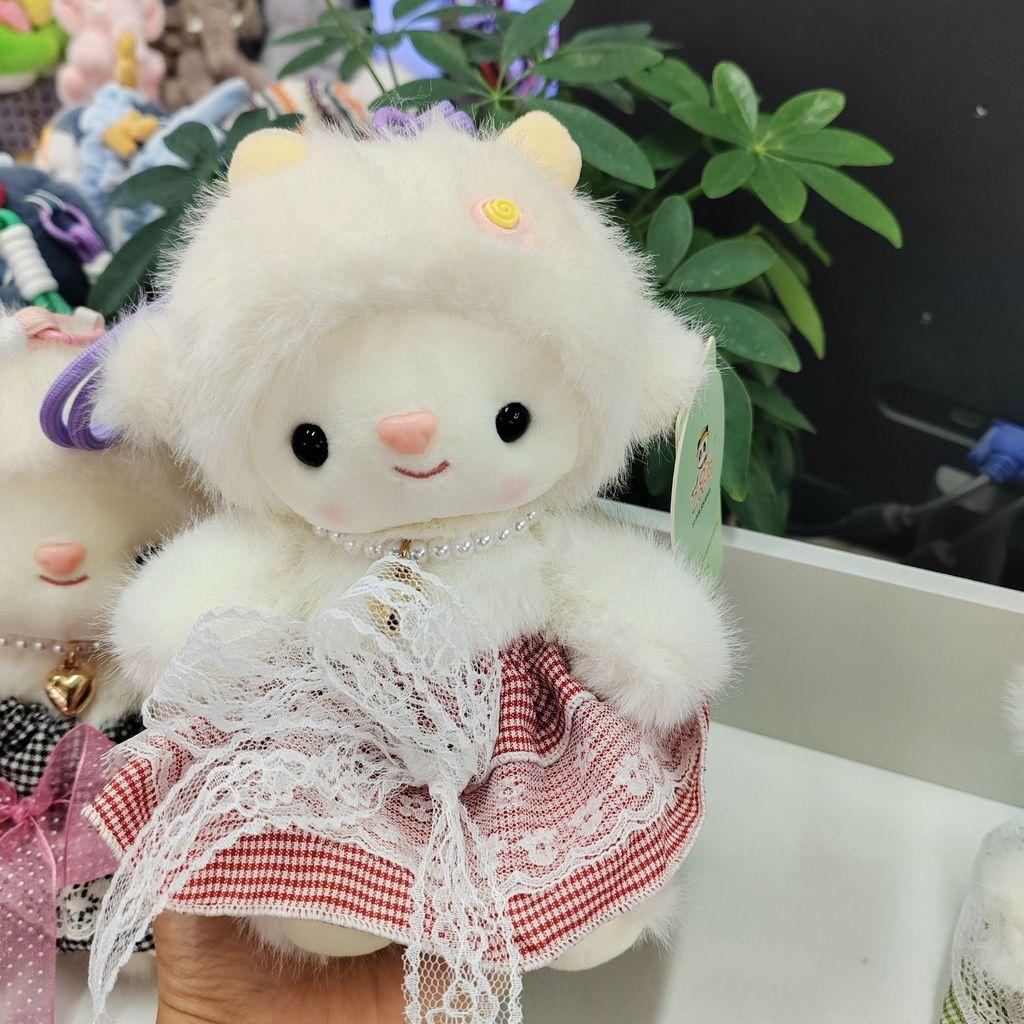 Portachiavi Pecora di Peluche con Gonna a Quadretti per Ragazze Regalo e Decorazione per Borsa