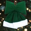 Velvet Christmas Bows Stuffed Plush Xmas Hanging Bows Ornament with Fluffy White Fur Trim for Holiday Tree Garland Fireplace Decoration