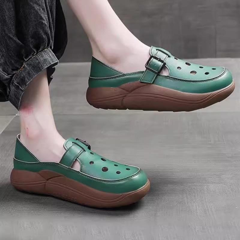 Retro bag head soft-soled sandals women's summer new fashion outer wear thick-soled breathable hole shoes women