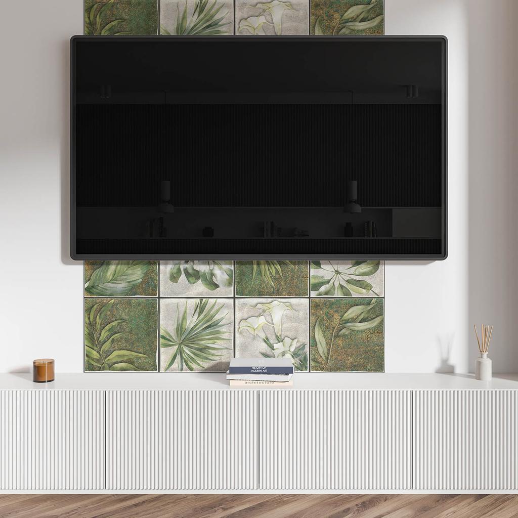 Winylowy Dekor Ścienny Samoprzylepny Do Wnętrz 120X60 Cm Liście W Mozaice Natury