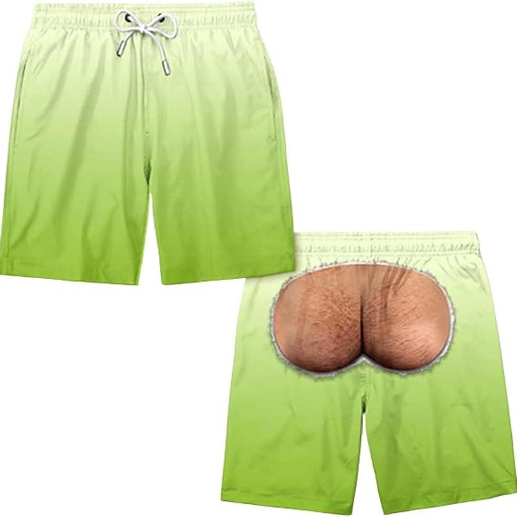 Men's Funny Gradient Beach Shorts Casual Summer Swim Trunks for Vacation