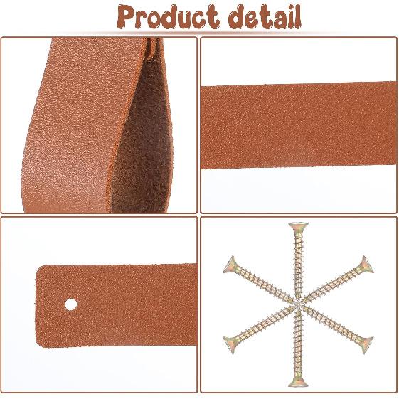 6PCS PU Leather Curtain Rod Holder, Leather Strap Wall Hanging Boho Leathers Wall Hooks Leathers Straps for Hanging Towels Curtains Storage Kitchen