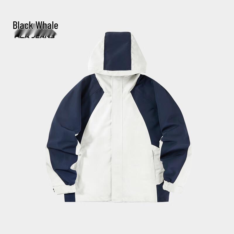 

Черная куртка с капюшоном в стиле пэчворк с цветовыми блоками L