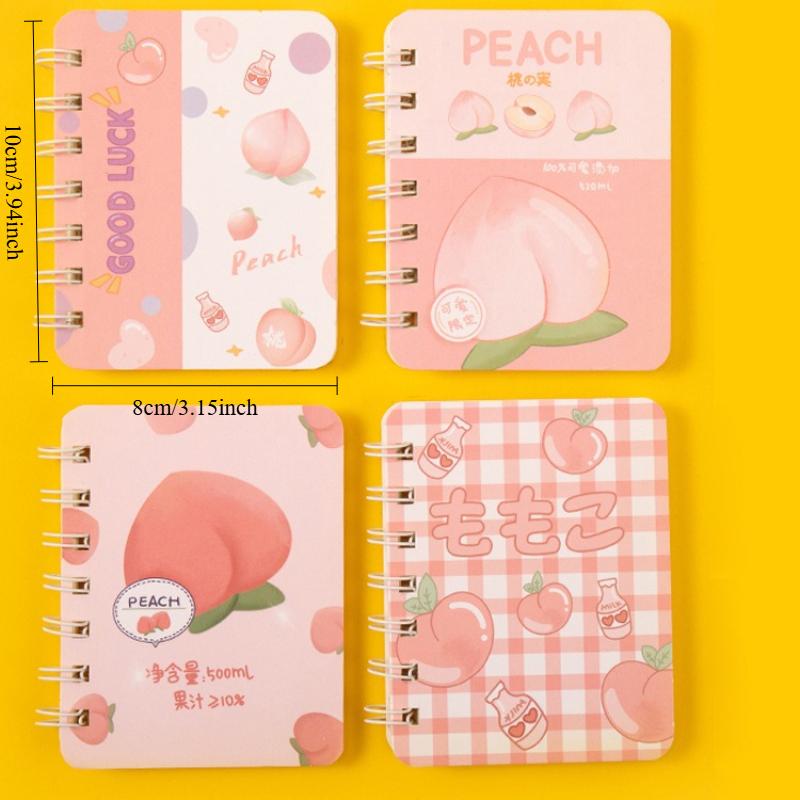 

2Pcs Peach Pattern Cartoon A7 Coil Book Pocket Mini Notebook Diary Portable Office Notepad Daily Weekly Planner School Supplies Holiday Gift Novelty S Random style 2Pcs