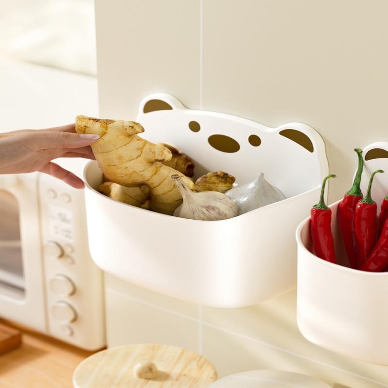 Nástěnný úložný box Kuchyňský koš na cibuli, zázvor, česnek Stojany na koření Koš na koření Koupelnový organizér