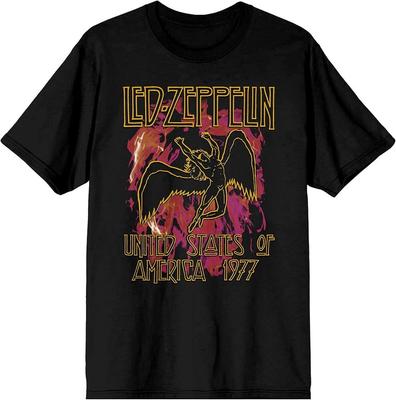 Led Zeppelin Usa 1977 Crew Neck Short Sleeve Black T-Shirt, Rock Band Tee Unisex T-Shirt