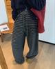 2026 European Striped Fleece-Lined Wide-Leg High-Waist Floor-Length Women's Trousers